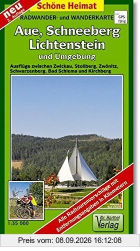 Radwander- und Wanderkarte Aue, Schneeberg, Lichtenstein und Umgebung: Ausflüge zwischen Zwickau, Stollberg, Zwönitz, Schwarzenberg, Bad Schlema und Kirchberg. 1:35000 (Schöne Heimat)