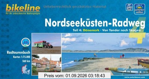 Bikeline Radtourenbuch, Nordseeküsten-Radweg Teil 4: Dänemark. Von Tonder nach Skagen, 1 : 75 000, 560 km, wetterfest/reißfest; GPS-Tracks Download