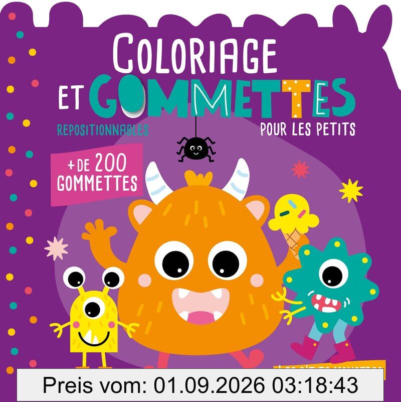 Mon P'tit Hemma : Coloriage et gommettes pour les petits : Les p'tits monstres - + de 200 gommettes repositionnables
