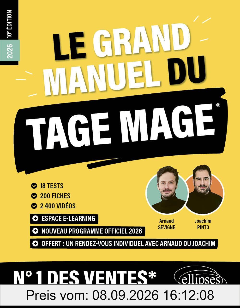Le grand manuel du Tage Mage : nouveau programme officiel 2026 : 18 tests, 200 fiches, 2.400 vidéos
