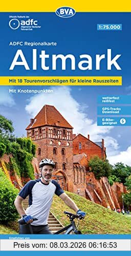 Allgemeiner Deutscher Fahrrad-Club e.V. (Adfc) Adfc Regionalkarte Altmark, 1, 75.000, Mit Tagestourenvorschlägen, Reiß- Und Wetterfest, E-Bike-geeignet, Mit Knotenpunkten, Gps-Tracks Download