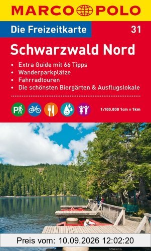 MARCO POLO Freizeitkarte Schwarzwald Nord 1:100.000: Extra Guide mit 66 Tipps. Wanderparkplätze. Fahrradtouren. Die schönsten Biergärten und Ausflugslokale