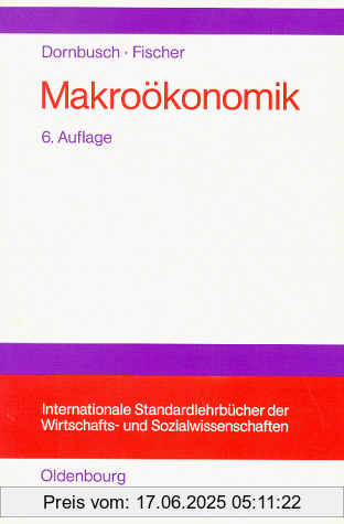 Binding : Taschenbuch, Edition : völlig überarbeitete und erweiterte Auflage, Label : Oldenbourg Wissenschaftsverlag, Publisher : Oldenbourg Wissenschaftsverlag, medium : Taschenbuch, numberOfPages : 832, publicationDate : 1995-06-13, authors : Rudiger Dornbusch, Stanley Fischer, translators : Schittko, Ulrich K., languages : german, ISBN : 3486228005