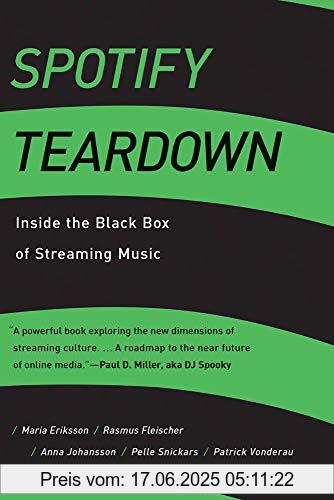 Binding : Taschenbuch, Label : MIT Press, Publisher : MIT Press, medium : Taschenbuch, numberOfPages : 286, publicationDate : 2019-01-25, releaseDate : 2019-01-25, authors : Maria Eriksson, Rasmus Fleischer, Anna Johansson, Pelle Snickars, Patrick Vonderau, ISBN : 0262038900