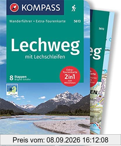 KOMPASS Wanderführer Lechweg mit Lechschleifen, 16 Touren und Etappen: mit Extra-Tourenkarte, GPX-Daten zum Download