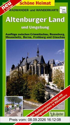 Radwander- und Wanderkarte Altenburger Land und Umgebung: Ausflüge zwischen Crimmitschau, Ronneburg, Meuselwitz, Borna, Frohburg und Glauchau. 1:50000