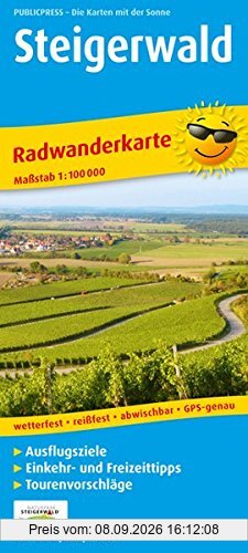 Steigerwald: Radwanderkarte mit Ausflugszielen, Einkehr- & Freizeittipps, wetterfest, reissfest, abwischbar, GPS-genau. 1:100000
