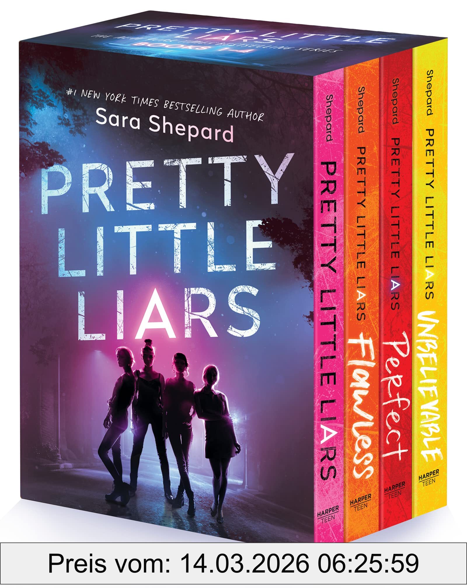 Sara Shepard Pretty Little Liars 4-Book Paperback Box Set, Pretty Little Liars, Flawless Perfect, Unbelievable
