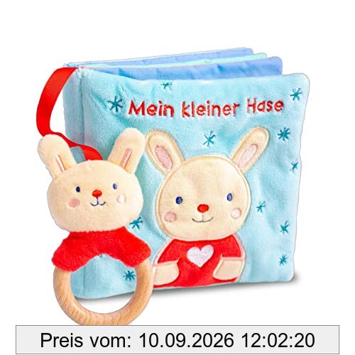 Mein liebstes Kuschelbuch mit echtem Holzbeißring. Mein kleiner Hase: Stoffbuch mit Beißring aus Holz, Rassel und Knisterseite ab 6 Monaten