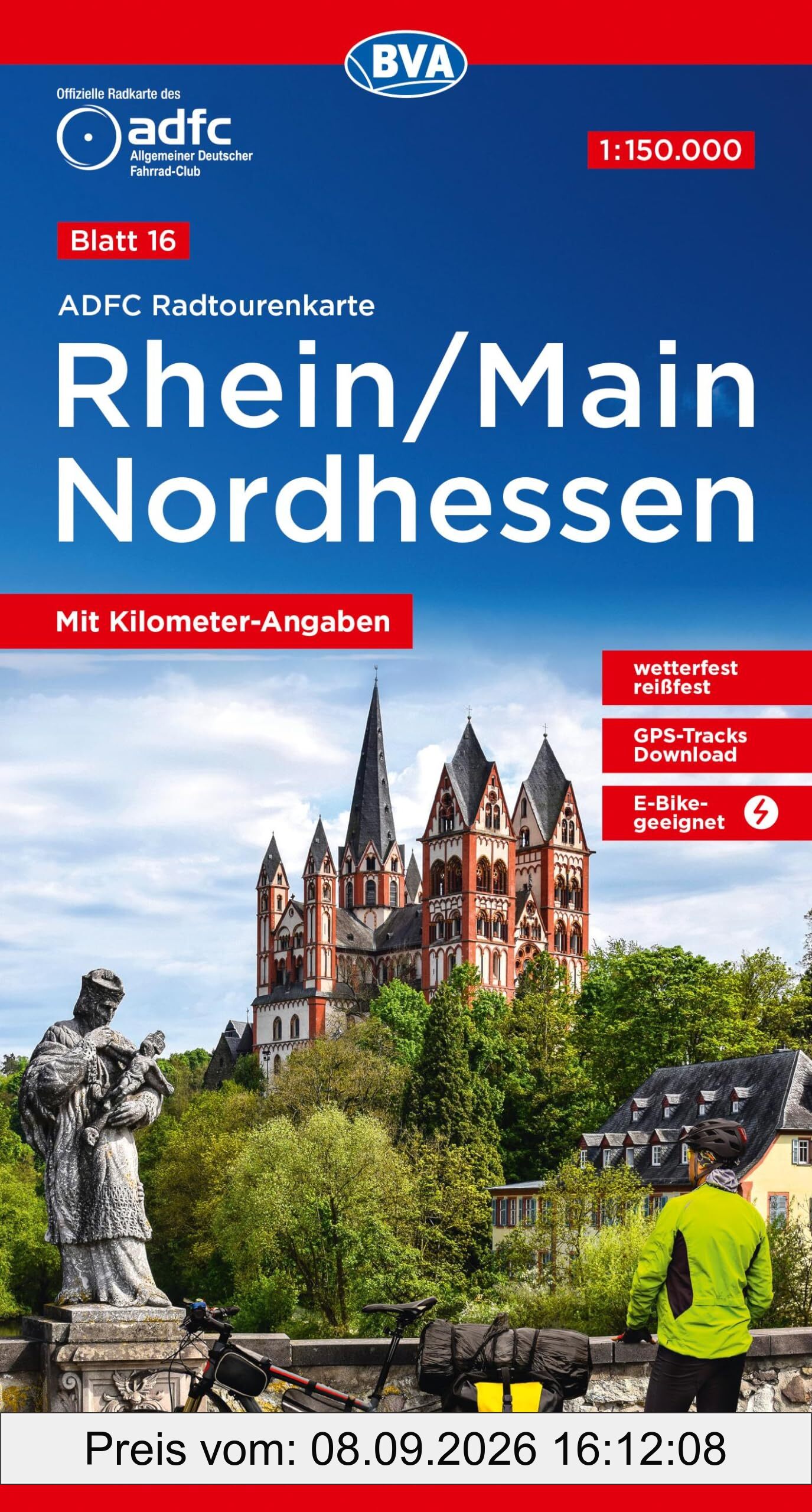 ADFC-Radtourenkarte 16 Rhein/Main Nordhessen 1:150.000, reiß- und wetterfest, E-Bike geeignet, GPS-Tracks Download, mit Kilometer-Angaben (ADFC-Radtourenkarte 1:150.000)
