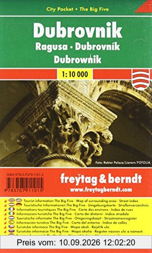 Freytag Berndt Stadtpläne, Dubrovnik, City Pocket + The Big Five - Maßstab 1:10.000