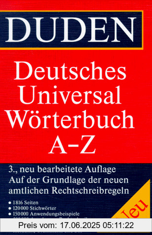 Brand : Unbekannt, Binding : Gebundene Ausgabe, Edition : 3. neubearb. Aufl., Label : Bibliographisches Institut, Mannheim, Publisher : Bibliographisches Institut, Mannheim, NumberOfItems : 1, Feature : Ausführung : 1.900 Seiten, medium : Gebundene Ausgabe, numberOfPages : 1816, publicationDate : 1996-01-01, languages : german, ISBN : 3411055030