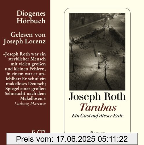 Binding : Audio CD, Edition : 1., Aufl., Label : Diogenes, Publisher : Diogenes, NumberOfDiscs : 6, NumberOfItems : 6, Format : Audiobook, medium : Audio CD, publicationDate : 2008-10-01, authors : Joseph Roth, narrators : Joseph Lorenz, languages : german, ISBN : 3257802161
