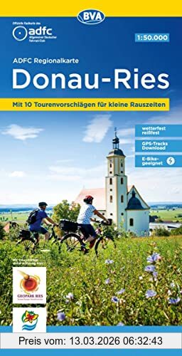 Allgemeiner Deutscher Fahrrad-Club e.V. (Adfc) Adfc-Regionalkarte Donau-Ries, 1, 50.000, Reiß- Und Wetterfest, Gps-Tracks Download, Mit 10 Tourenvorschlägen Für Kleine Rauszeiten, Von