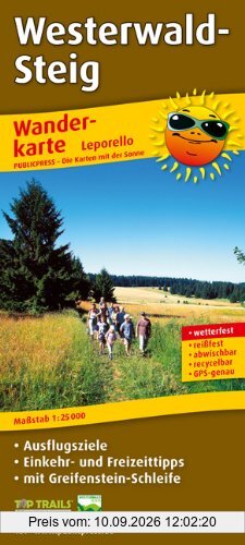 Wanderkarte Leporello Westerwaldsteig: mit Ausflugszielen, Einkehr- & Freizeittipps und Greifenstein-Schleife, wetterfest, reissfest, abwischbar, ... wetterfest, reissfest, abwischbar, GPS-genau