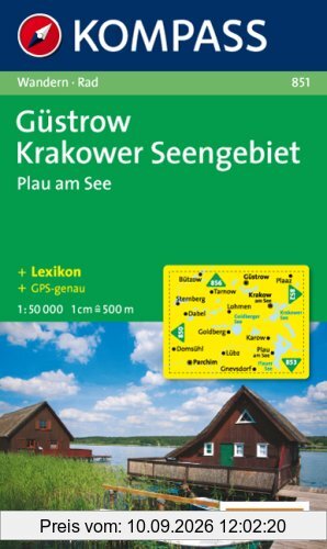 Güstrow - Krakower Seengebiet - Plau am See: Wanderkarte mit Radrouten und Kurzführer. GPS-genau. 1:50000