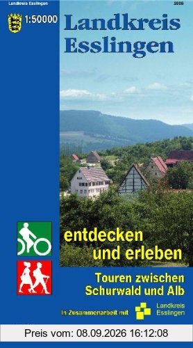 Esslingen Landkreiskarte 1 : 50 000: Touren zwischen Schurwald und Alb