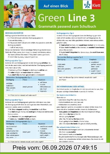 Green Line 3 - Auf einen Blick: Grammatik passend zum Schulbuch - Klappkarte (6 Seiten)