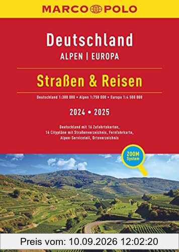 MARCO POLO Straßen & Reisen 2024/2025 Deutschland 1:300.000: Alpen 1:750.000, Europa 1:4,5 Mio.