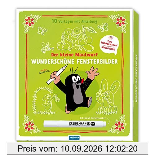 Trötsch Der kleine Maulwurf Mappe mit Vorlagen und Kreidemarker Wunderschöne Fensterbilder mit Kreidemarker: Fensterbilderbuch Beschäftigungsbuch