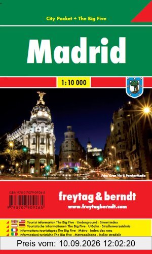 Freytag Berndt Stadtpläne, Madrid, City Pocket + The Big Five, wasserfest - Maßstab 1:10 000