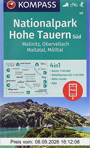 Nationalpark Hohe Tauern Süd, Mallnitz, Obervellach, Maltatal, Mölltal: 4in1 Wanderkarte 1:50000 mit Aktiv Guide und Detailkarten inklusive Karte zur ... Skitouren. (KOMPASS-Wanderkarten, Band 49)