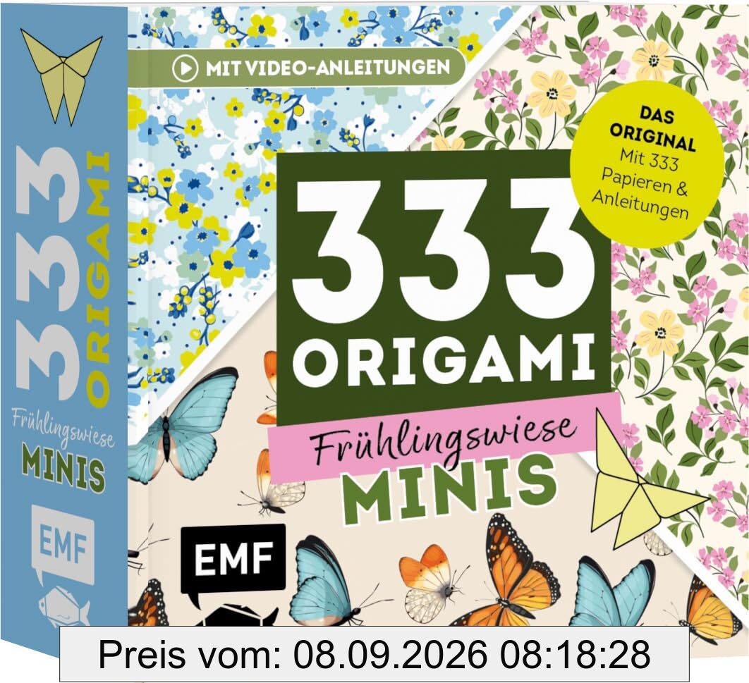 333 Origami Minis – Frühlingswiese – Dein dekorativer Wendeblock zum kreativen Falten & Notieren: Mit Notizfunktion, Origami-Anleitungen und 333 hochwertigen Papieren im süßen Mini-Format
