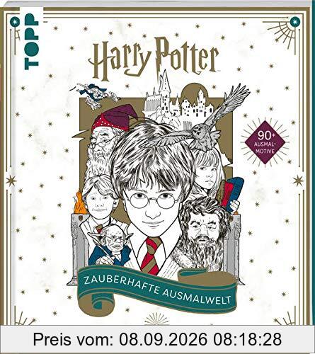 Harry Potter - Zauberhafte Ausmalwelt: Das offizielle Ausmalbuch. Cover mit Gold-Highlights und metallische Effekten im Innenteil
