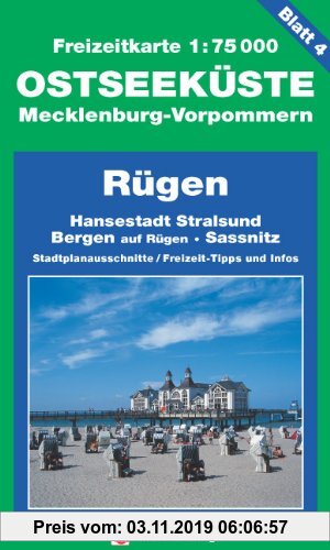 Gebr. - Freizeitkarte Ostseeküste Mecklenburg-Vorpommern Blatt 4: Maßstab 1:75000. Rügen