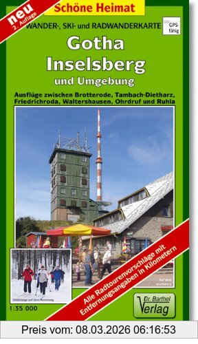 unbekannt Wander-, Ski- Und Radwanderkarte Gotha, Inselsberg Und Umgebung, Ausflüge Zwischen Brotterode, Tambach-Dietharz, Friedrichroda, Waltershausen,