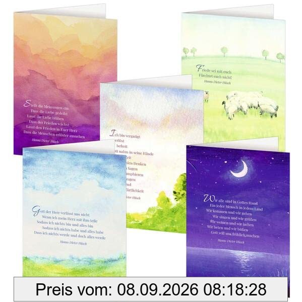 5er-Set Grußkarten in Box »Ich bin vergnügt, erlöst, befreit« mit Texten von Hanns Diester Hüsch