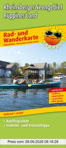 Rad- und Wanderkarte Rheinsberger Seengebiet - Ruppiner Land: Mit Ausflugszielen, Einkehr- und Freizeittipps, wetterfest, reissfest, abwischbar, GPS-genau. 1:50000
