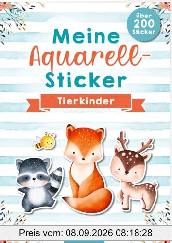 Meine Aquarell-Sticker – Tierkinder: Über 200 Sticker | Stickersammlung für Tierfans ab 4 Jahren