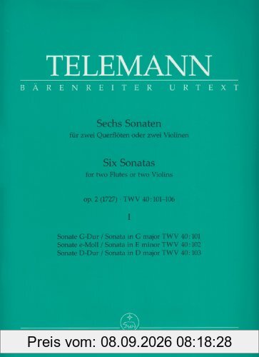 Sechs Sonaten für 2 Querflöten oder 2 Violinen op. 2. Heft 1. Six Sonatas for 2 Flutes or 2 Violins op.2/1
