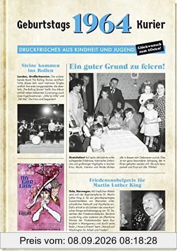 1964 - Geburtstagskurier: Druckfrisches aus Kindheit und Jugend | Geburtstagszeitung als Geschenk zum 60. Geburtstag (Geschenke für runde Geburtstage 2024 und Jahrgangsbücher)