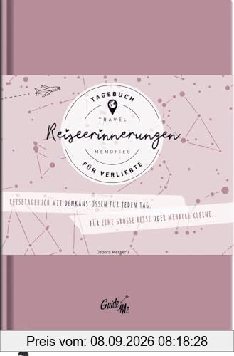 GuideMe Reisetagebuch Travel Memories „Für Verliebte“: Tagebuch zum Ausfüllen für Paare mit inspirierenden Fragen, personalisierbarem Hardcover-Einband & Lesebändchen
