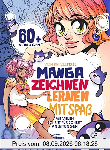 Manga zeichnen lernen mit Spaß: Gesichter und Figuren zeichnen, Schritt für Schritt mit über 60 Vorlagen. Das Anfängerbuch für Kinder & Erwachsene.