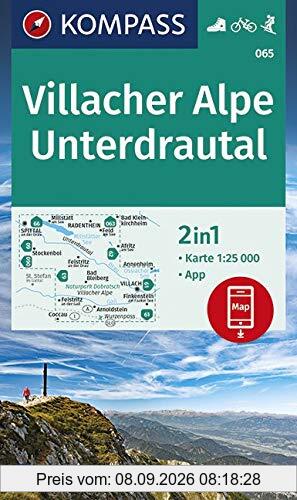 KOMPASS Wanderkarte Villacher Alpe, Unterdrautal: 2in1 Wanderkarte 1:25000 inklusive Karte zur offline Verwendung in der KOMPASS-App. Fahrradfahren. Skitouren. (KOMPASS-Wanderkarten, Band 65)