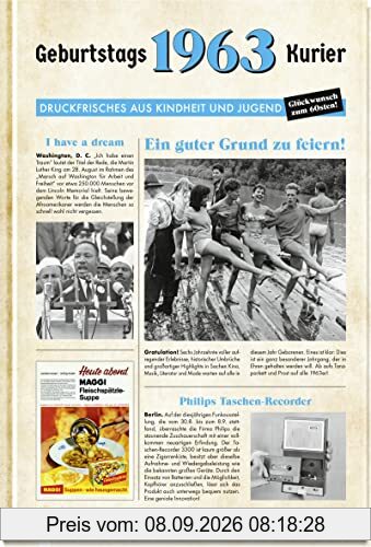 1963 - Geburtstagskurier: Druckfrisches aus Kindheit und Jugend | Zum 60. Geburtstag (Geschenke für runde Geburtstage 2023 und Jahrgangsbücher)
