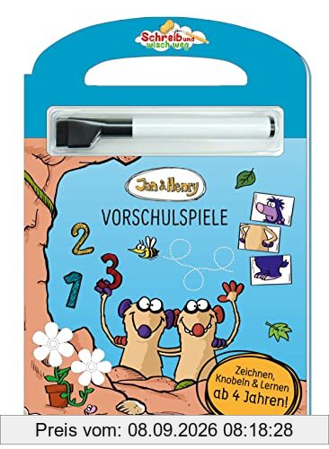 Trötsch Jan und Henry Schreib und wisch weg Pappenbuch Vorschulspiele: Beschäftigungsbuch Lernbuch Übungsbuch