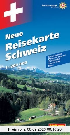 Hallwag Straßenkarten, Neue Reisekarte Schweiz: Mit besonders praktischem Falzsystem. Ost- und Westteil der Schweiz separat aufschlagbar. Reiseinformationen, Indexbroschüre mit Transitplänen