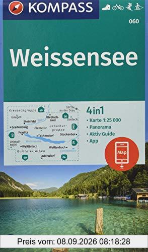 Weißensee: 4in1 Wanderkarte 1:25000 mit Panorama und Aktiv Guide inklusive Karte zur offline Verwendung in der KOMPASS-App. Fahrradfahren. Skitouren. Langlaufen. (KOMPASS-Wanderkarten, Band 60)