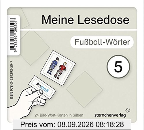 Meine Lesedose 5 - Fußball-Wörter: 24 Bild-Wort-Karten in Silben.