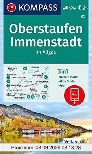 Oberstaufen, Immenstadt im Allgäu: 3in1 Wanderkarte 1:25000 mit Aktiv Guide inklusive Karte zur offline Verwendung in der KOMPASS-App. Fahrradfahren. ... Langlaufen. (KOMPASS-Wanderkarten, Band 2)