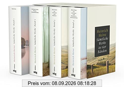 Heinrich Heine. Sämtliche Werke in vier Bänden. Leseausgabe im Schmuckschuber, hochwertig ausgestattet. Gesamtausgabe mit ausführlichen Kommentaren ausgewiesener Literatur-Spezialisten