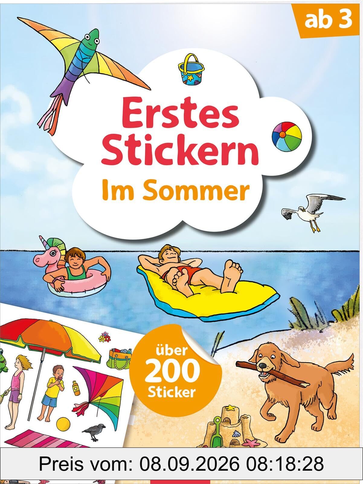 Erstes Stickern – Im Sommer: Über 200 Sticker | Erstes Stickerheft für Kindergarten-Kinder ab 3 Jahren