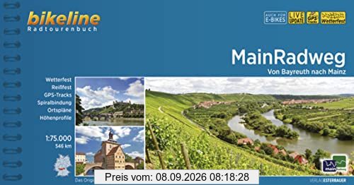 MainRadweg: Von Bayreuth nach Mainz.1:75.000, 546 km, wetterfest/reißfest, GPS-Tracks Download, LiveUpdate (Bikeline Radtourenbücher)