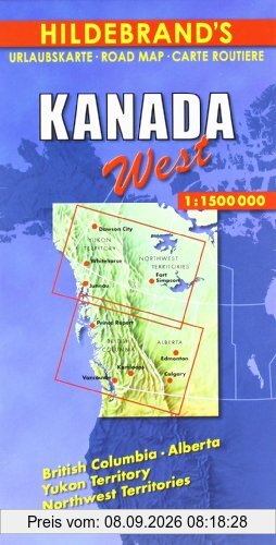 Hildebrand's Urlaubskarten, Canada, West: British Columbia, Alberta, Yukon Territoy, Northwest Territories (Hildebrand's Canada maps)
