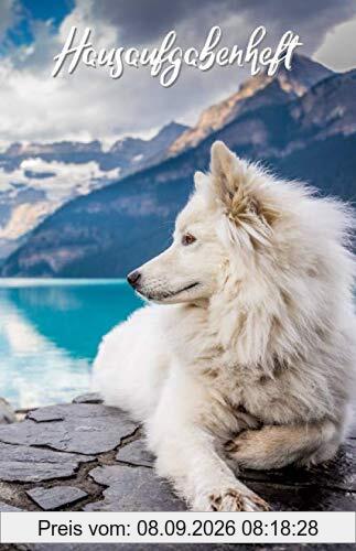 Hausaufgabenheft: mit weißem Hund, ca. A5, für 1 komplettes Schuljahr
