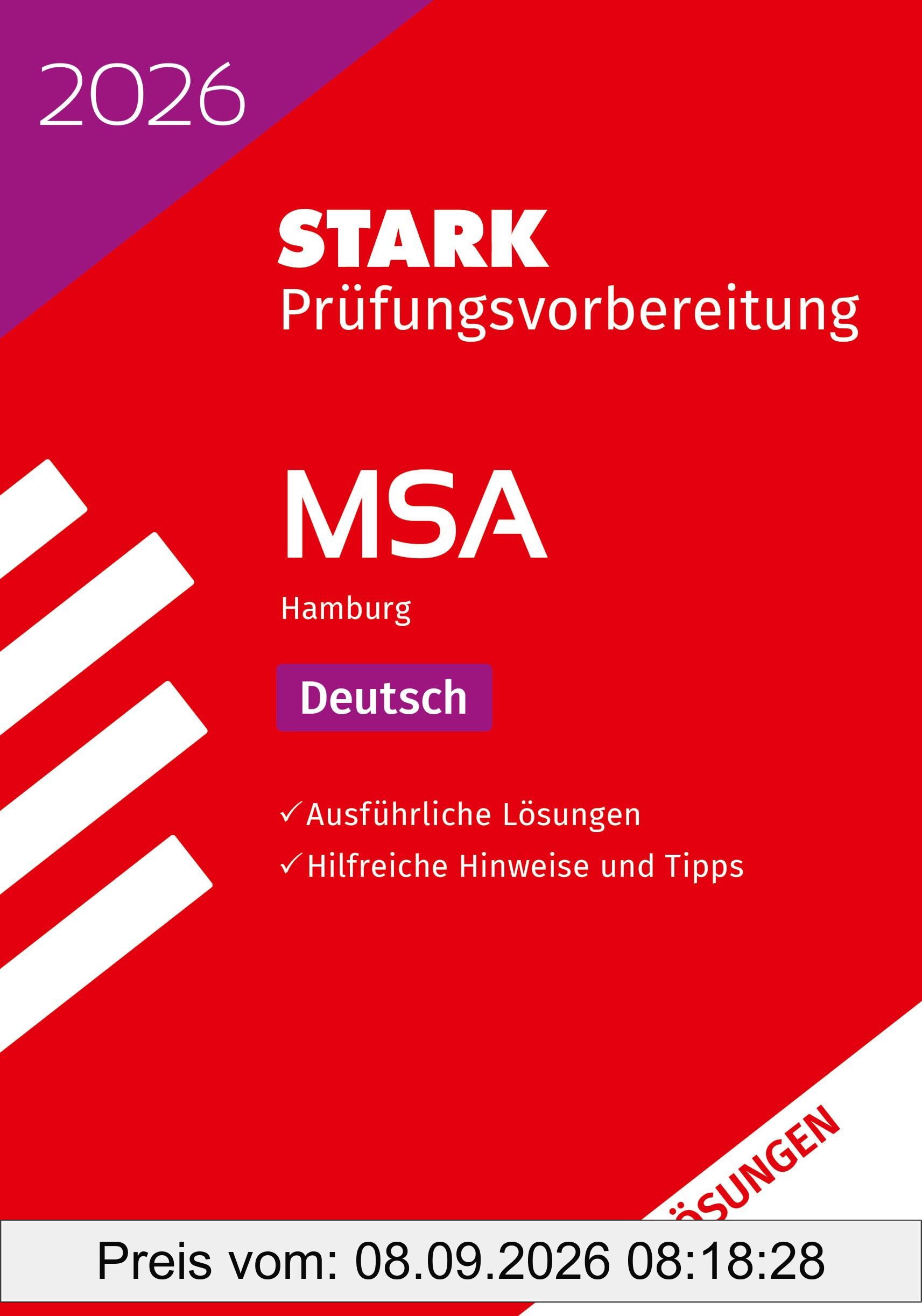 STARK Lösungen zu Deutsch - MSA 2026 Hamburg - Prüfungsvorbereitung (Abschlussprüfungen)